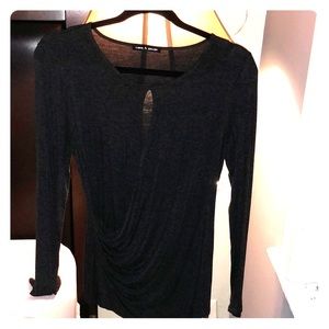 Long sleeve gray wrap top